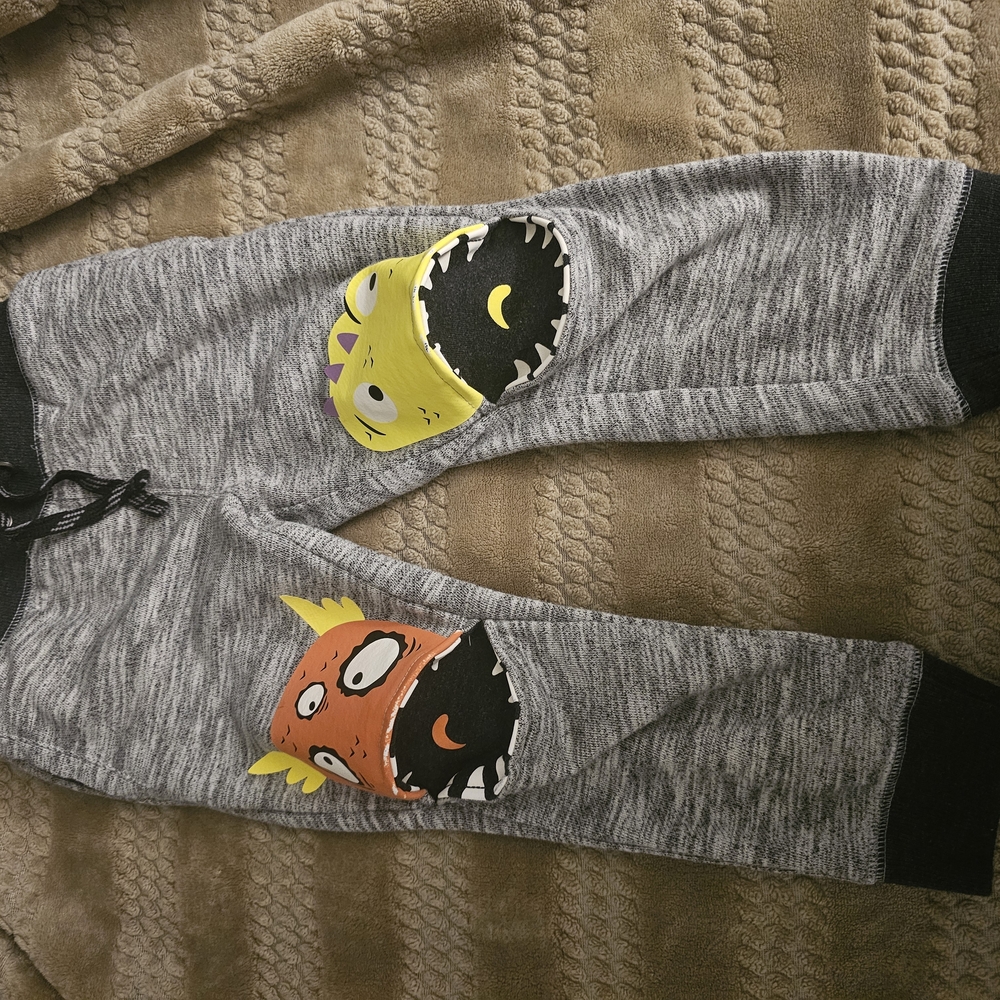 Gray Monster Print Kids Joggers